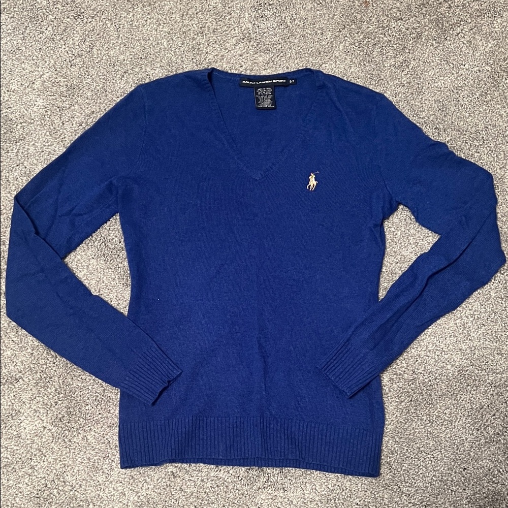 Women’s Ralph Lauren Sport Blue V-Neck Sweater